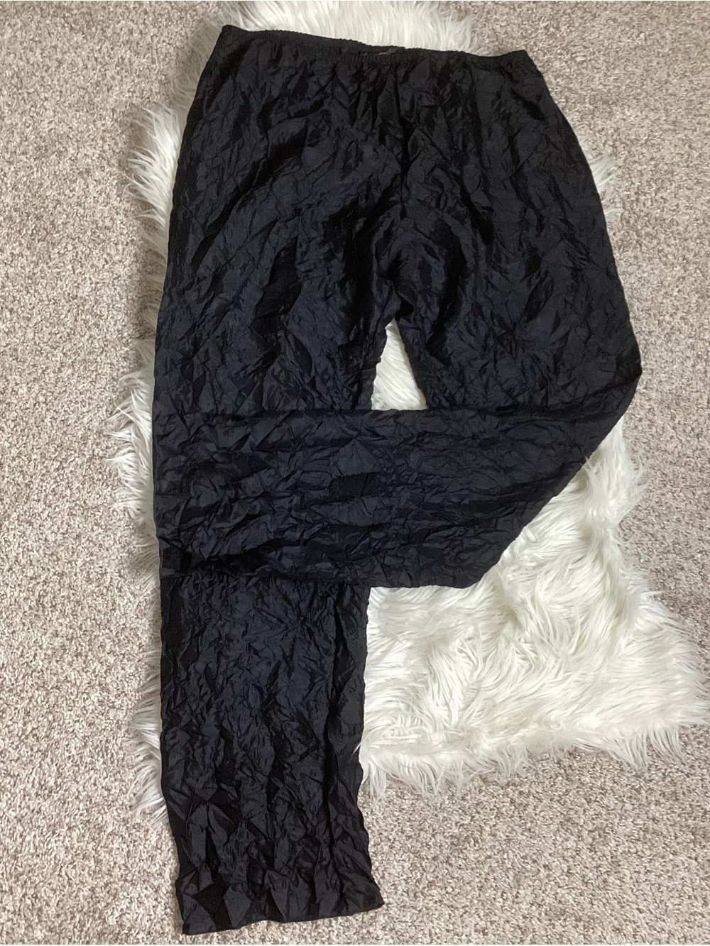 Vintage Lee Andersen Black Crinkle Pants Goth Pull On Lg